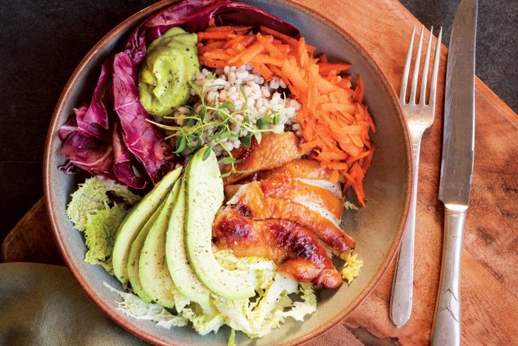 Avocado Green Goddess Detox Chicken Grain Bowls